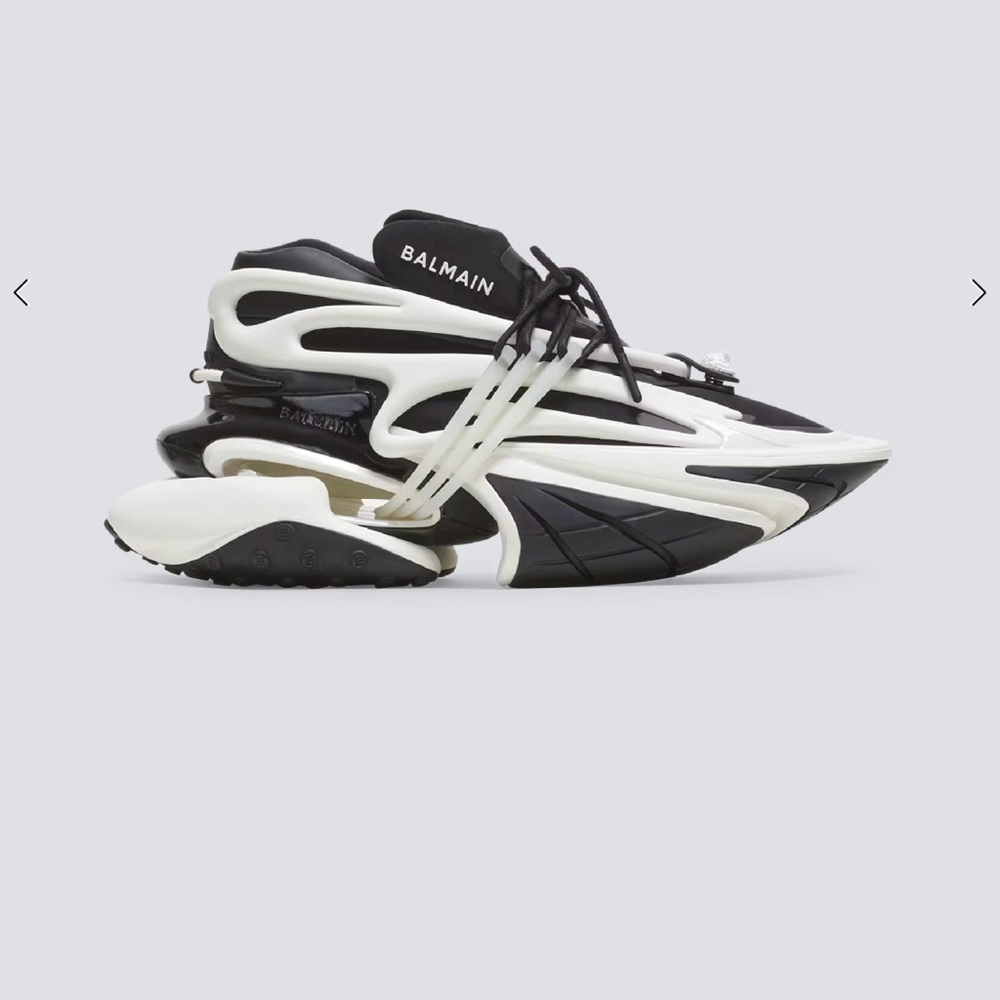 NEW! $1,195 Balmain Paris Unicorn Sneakers Black White 13 / 14 - Picture 13 of 15